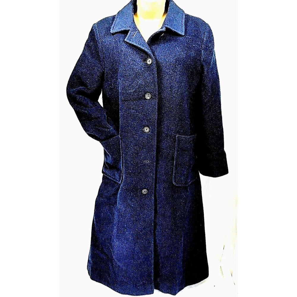 Pendleton Vintage Long Coat Virgin Wool Blue Lined M L 12 Women Trench Old Money